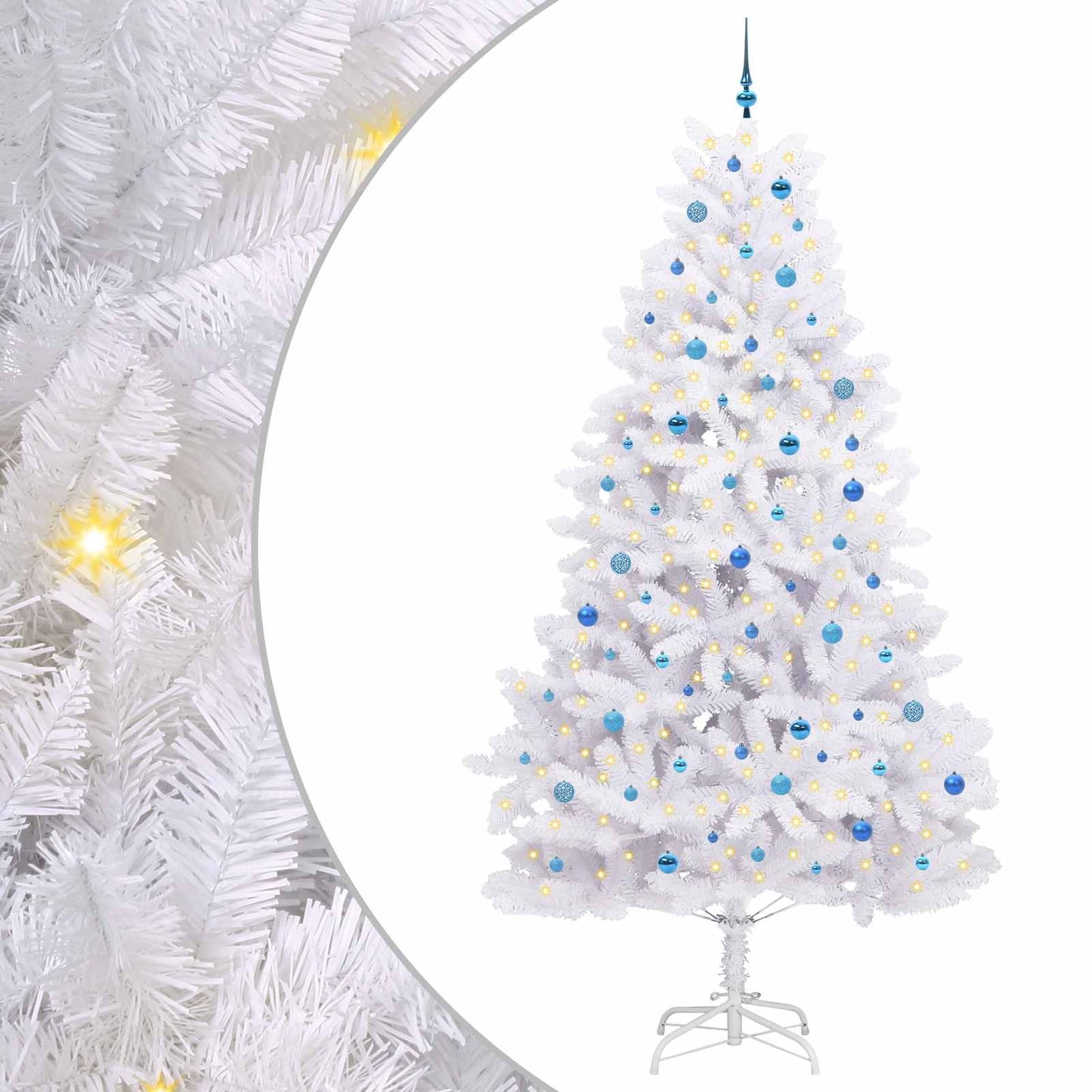 vidaXL Artificial Hinged Christmas Tree White 270 cm PVC and Steel