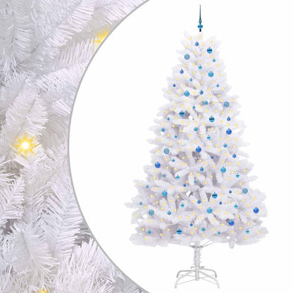 vidaXL Artificial Hinged Christmas Tree White 270 cm PVC and Steel