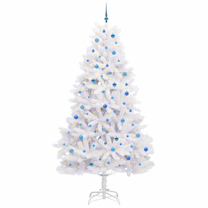 vidaXL Artificial Hinged Christmas Tree White 270 cm PVC and Steel