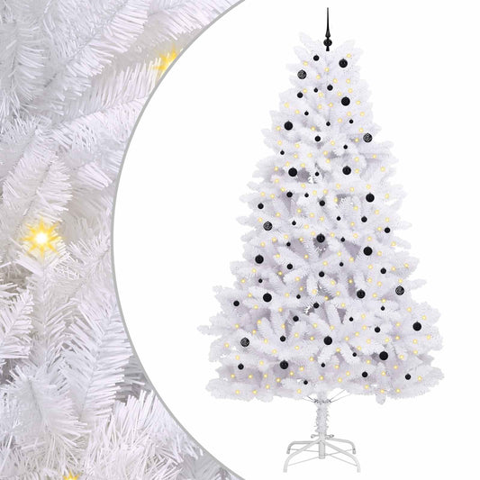 vidaXL Artificial Hinged Christmas Tree White 300 cm PVC and Steel