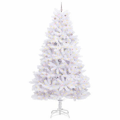 vidaXL Artificial Hinged Christmas Tree White 300 cm PVC and Steel