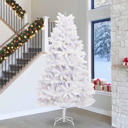 vidaXL Artificial Hinged Christmas Tree White 300 cm PVC and Steel