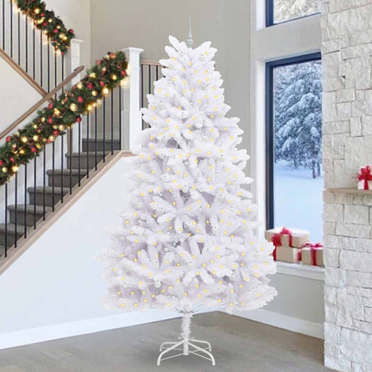 vidaXL Artificial Hinged Christmas Tree White 300 cm PVC and Steel