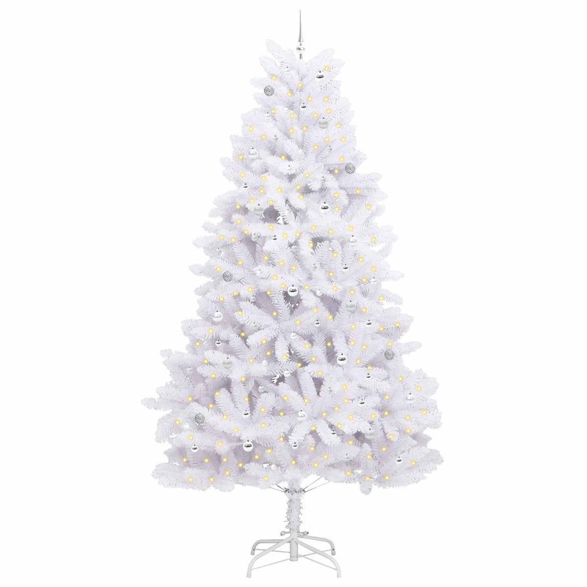 vidaXL Artificial Hinged Christmas Tree White 300 cm PVC and Steel