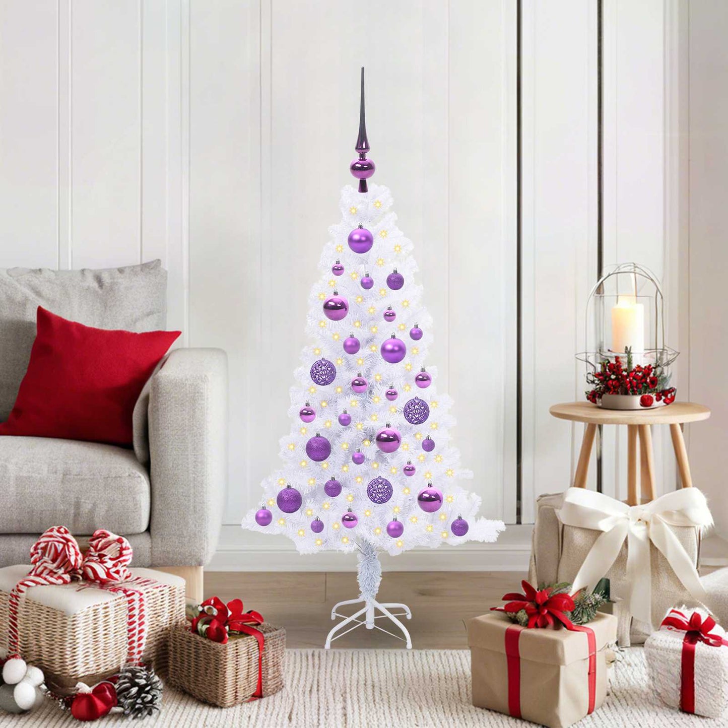 vidaXL Artificial Christmas Tree with Stand White 120 cm PVC and Steel