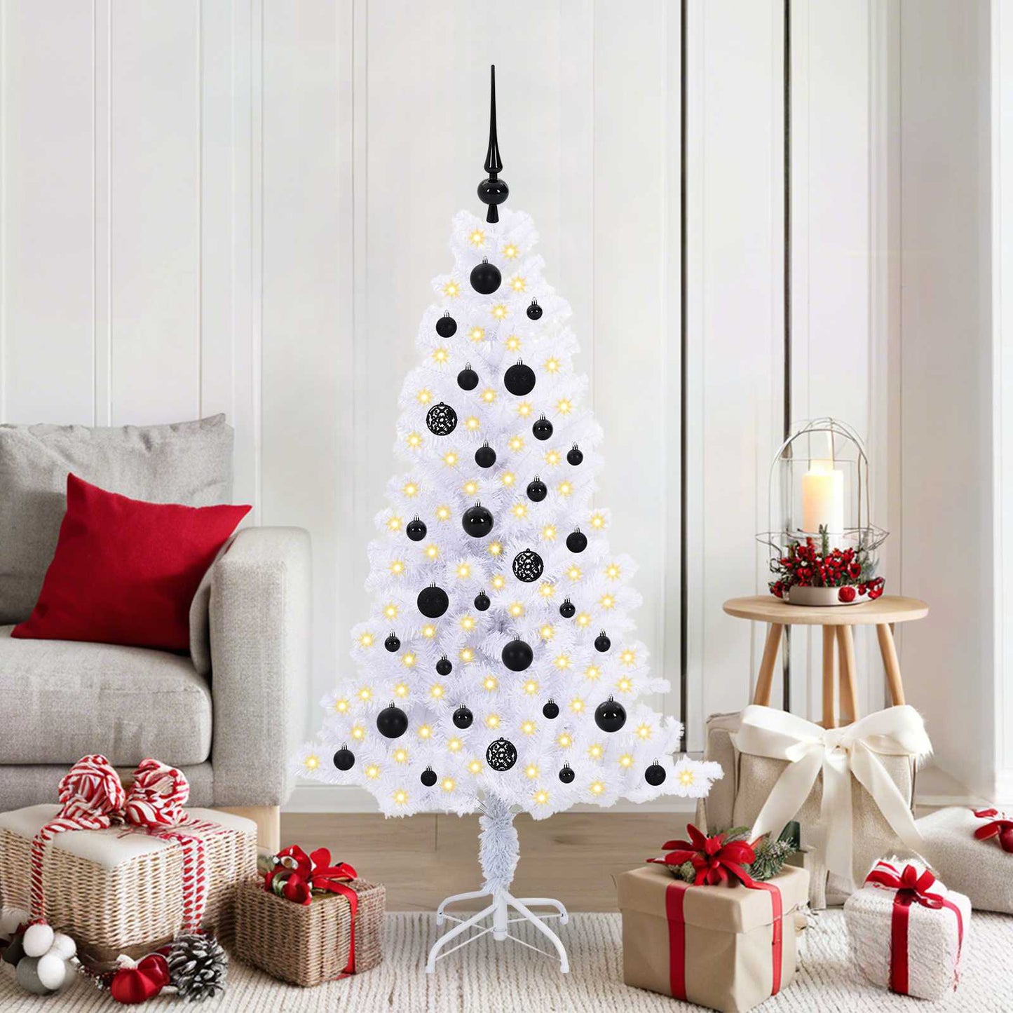 vidaXL Artificial Christmas Tree with Stand White 150 cm PVC and Steel