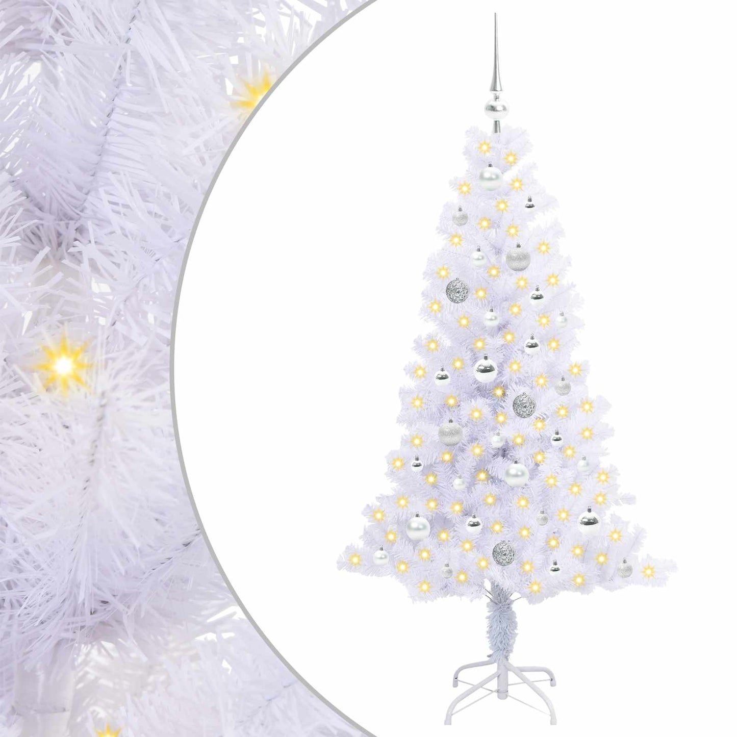 vidaXL Artificial Christmas Tree with Stand White 150 cm PVC and Steel