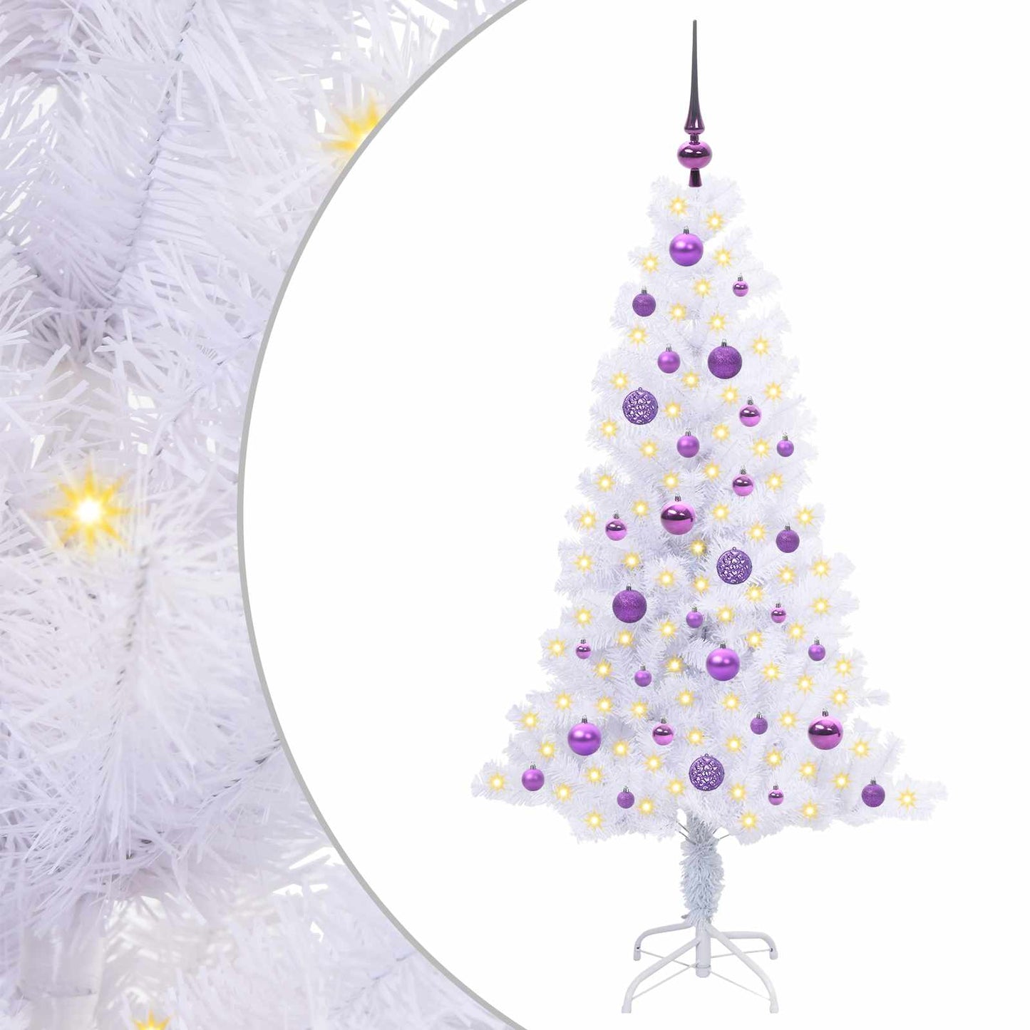 vidaXL Artificial Christmas Tree with Stand White 150 cm PVC and Steel