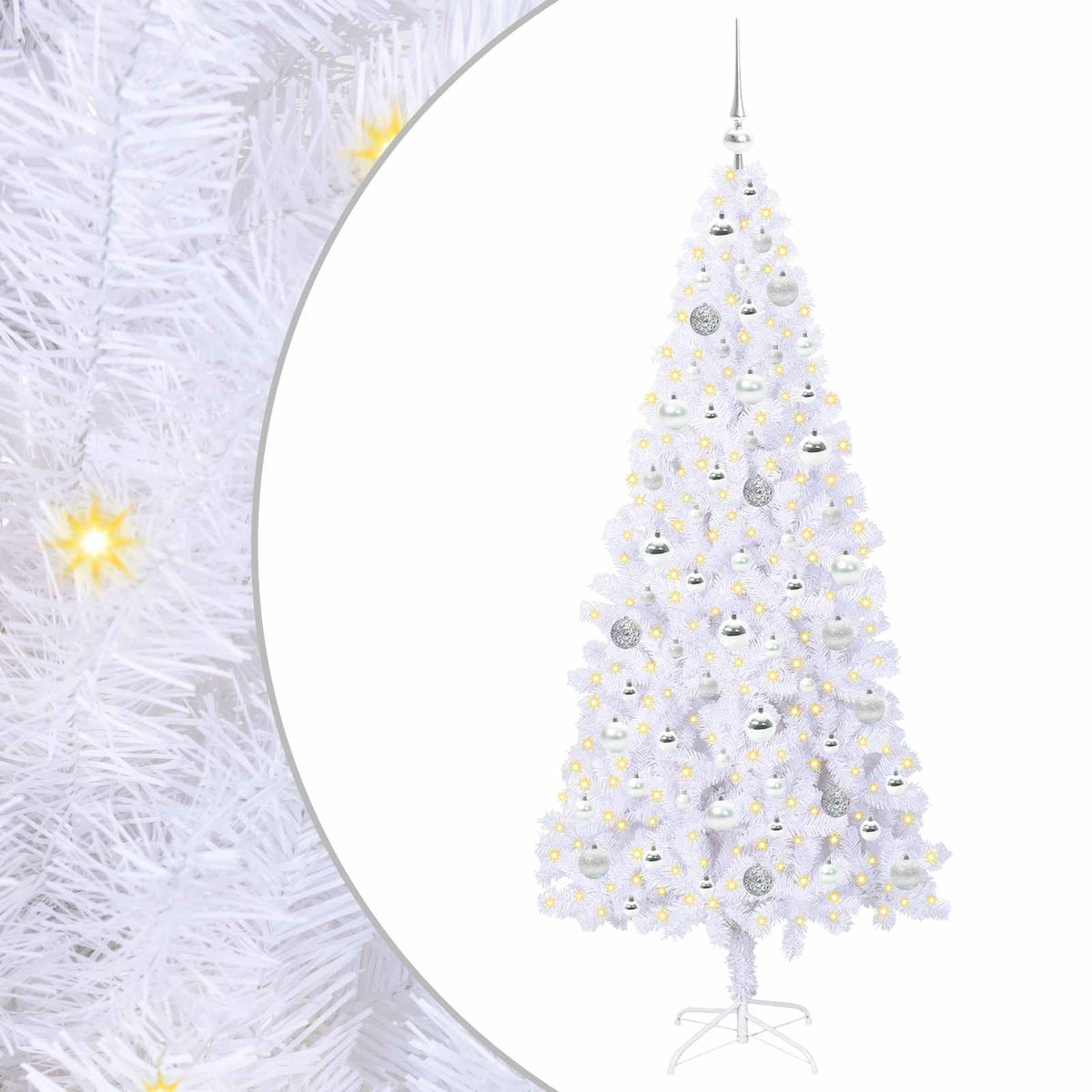 vidaXL Artificial Christmas Tree with Stand White 180 cm PVC and Steel