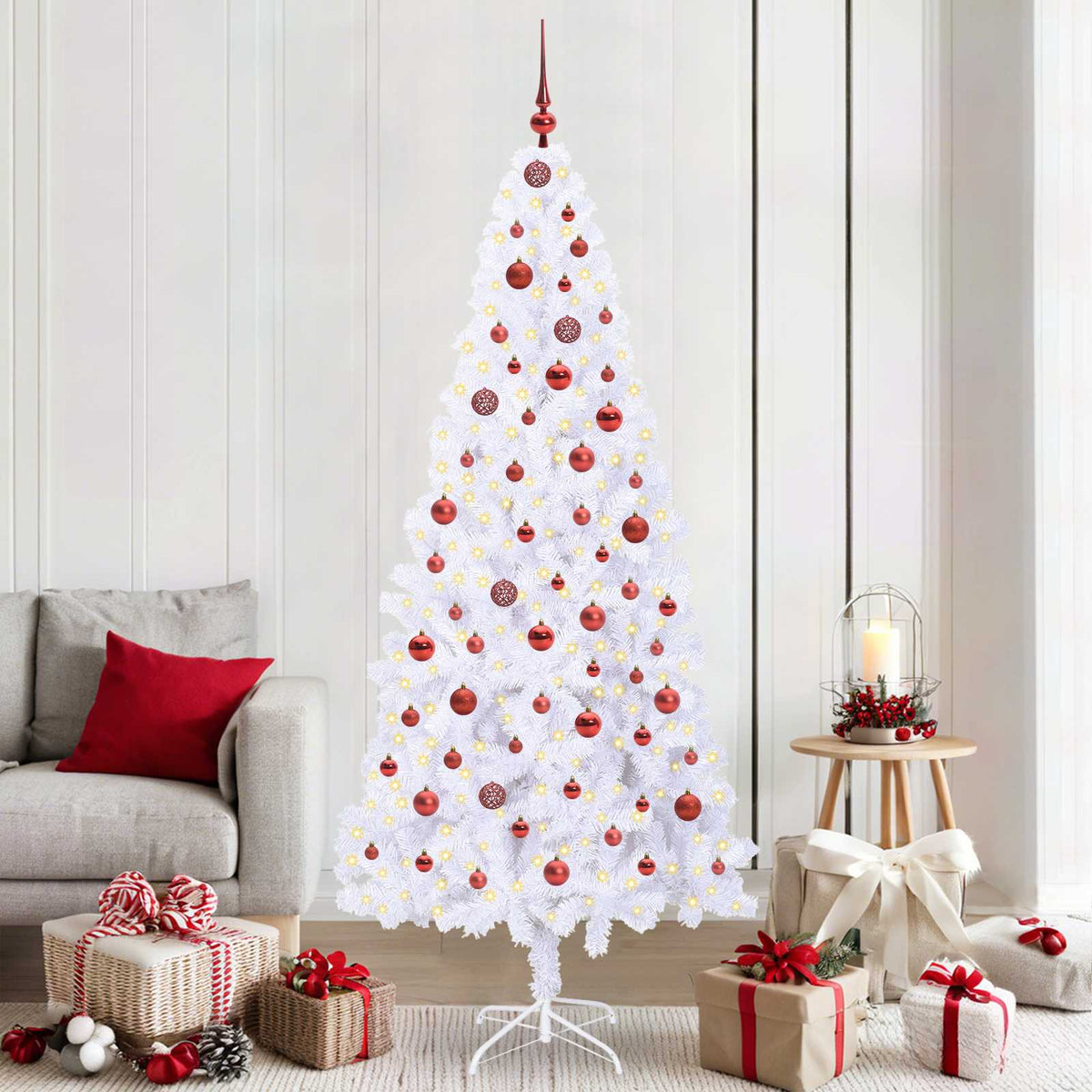 vidaXL Artificial Christmas Tree with Stand White 210 cm PVC and Steel