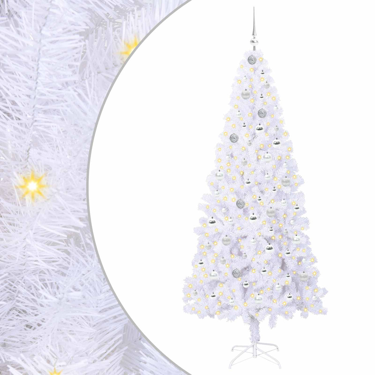 vidaXL Artificial Christmas Tree with Stand White 210 cm PVC and Steel