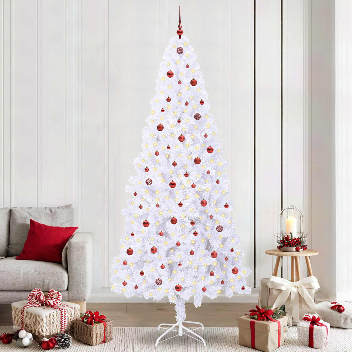 vidaXL Artificial Christmas Tree with Stand White 240 cm PVC and Steel
