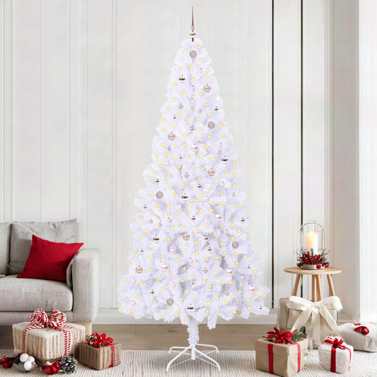 vidaXL Artificial Christmas Tree with Stand White 240 cm PVC and Steel
