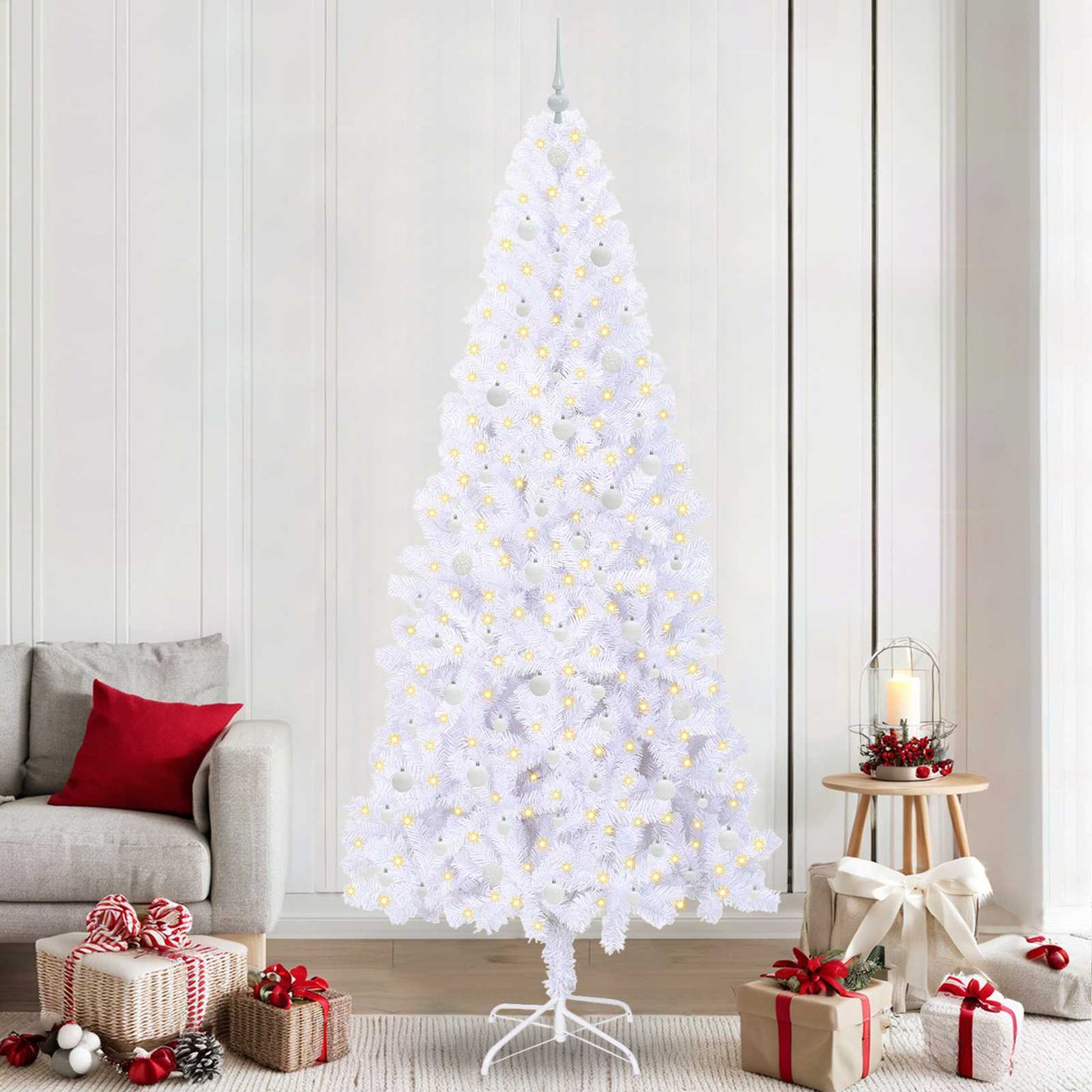 vidaXL Artificial Christmas Tree with Stand White 240 cm PVC and Steel