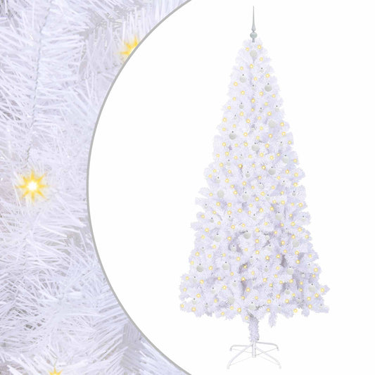 vidaXL Artificial Christmas Tree with Stand White 240 cm PVC and Steel