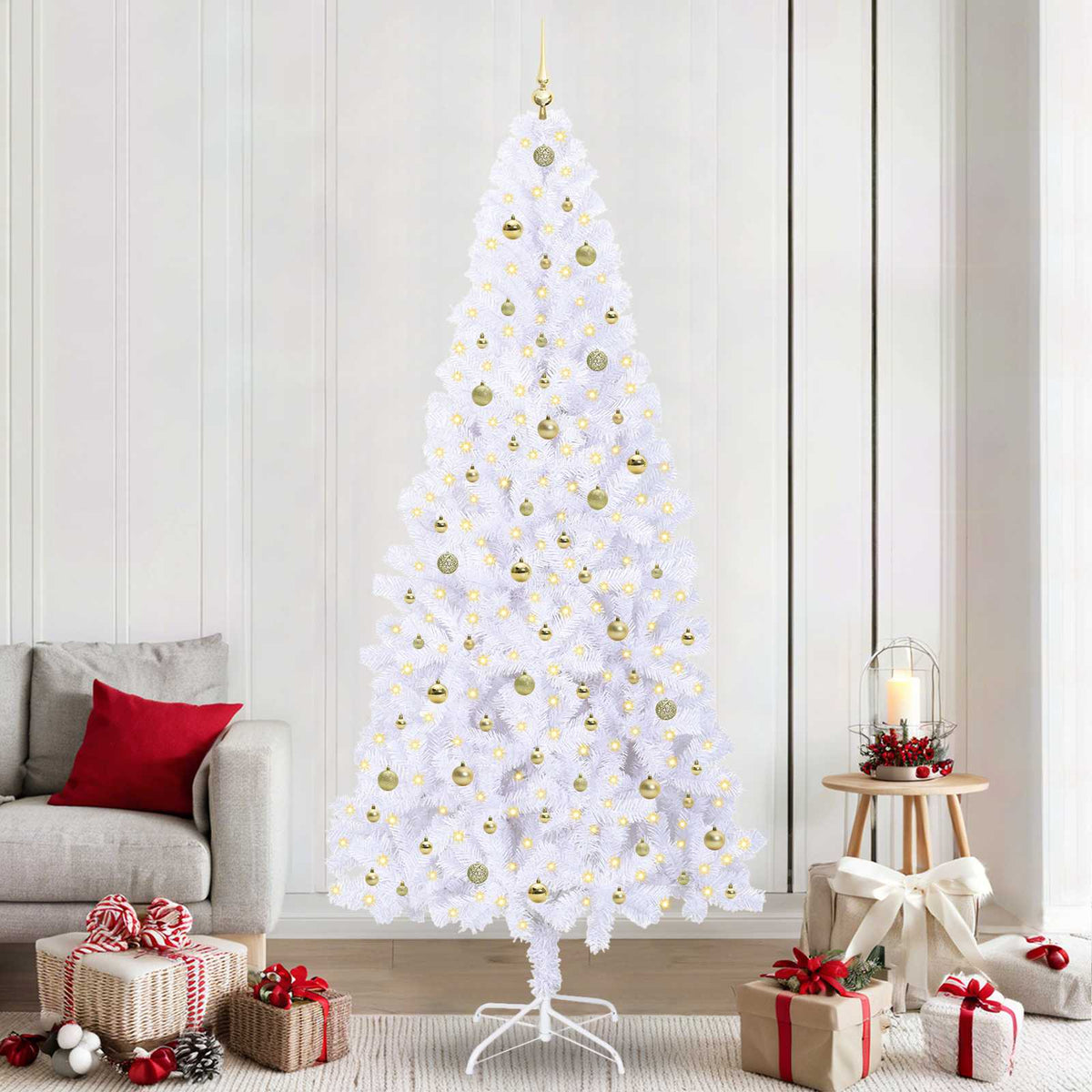 vidaXL Artificial Christmas Tree with Stand White 240 cm PVC and Steel