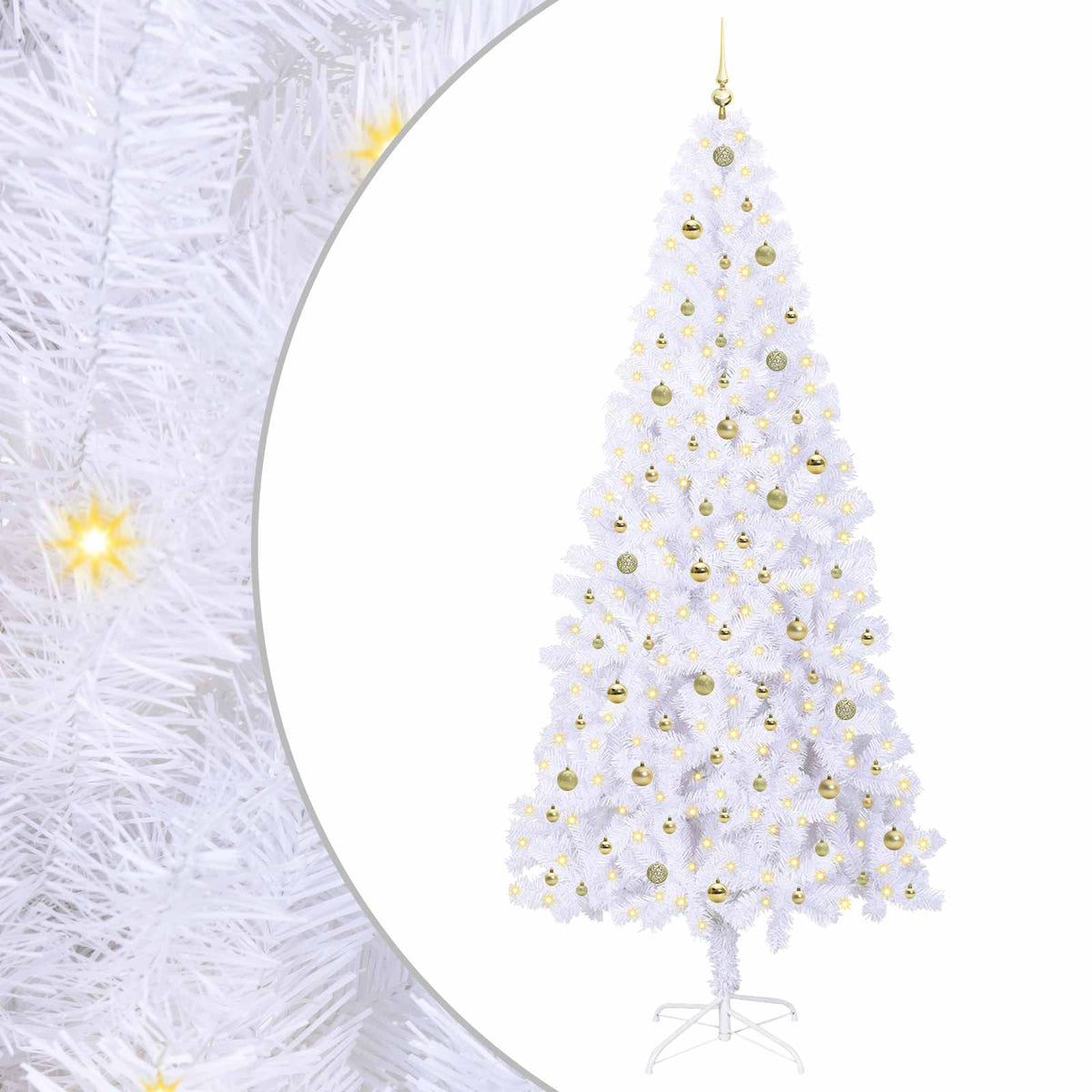vidaXL Artificial Christmas Tree with Stand White 240 cm PVC and Steel