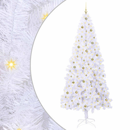 vidaXL Artificial Christmas Tree with Stand White 240 cm PVC and Steel