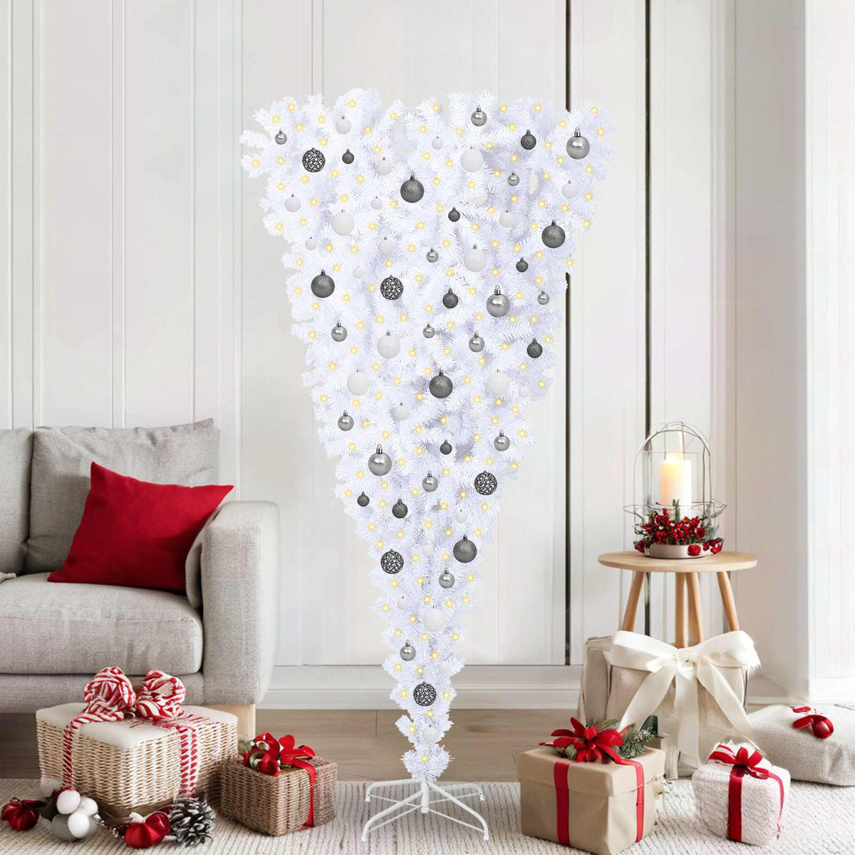 vidaXL Artificial Christmas Tree with Stand White 180 cm PVC and Steel