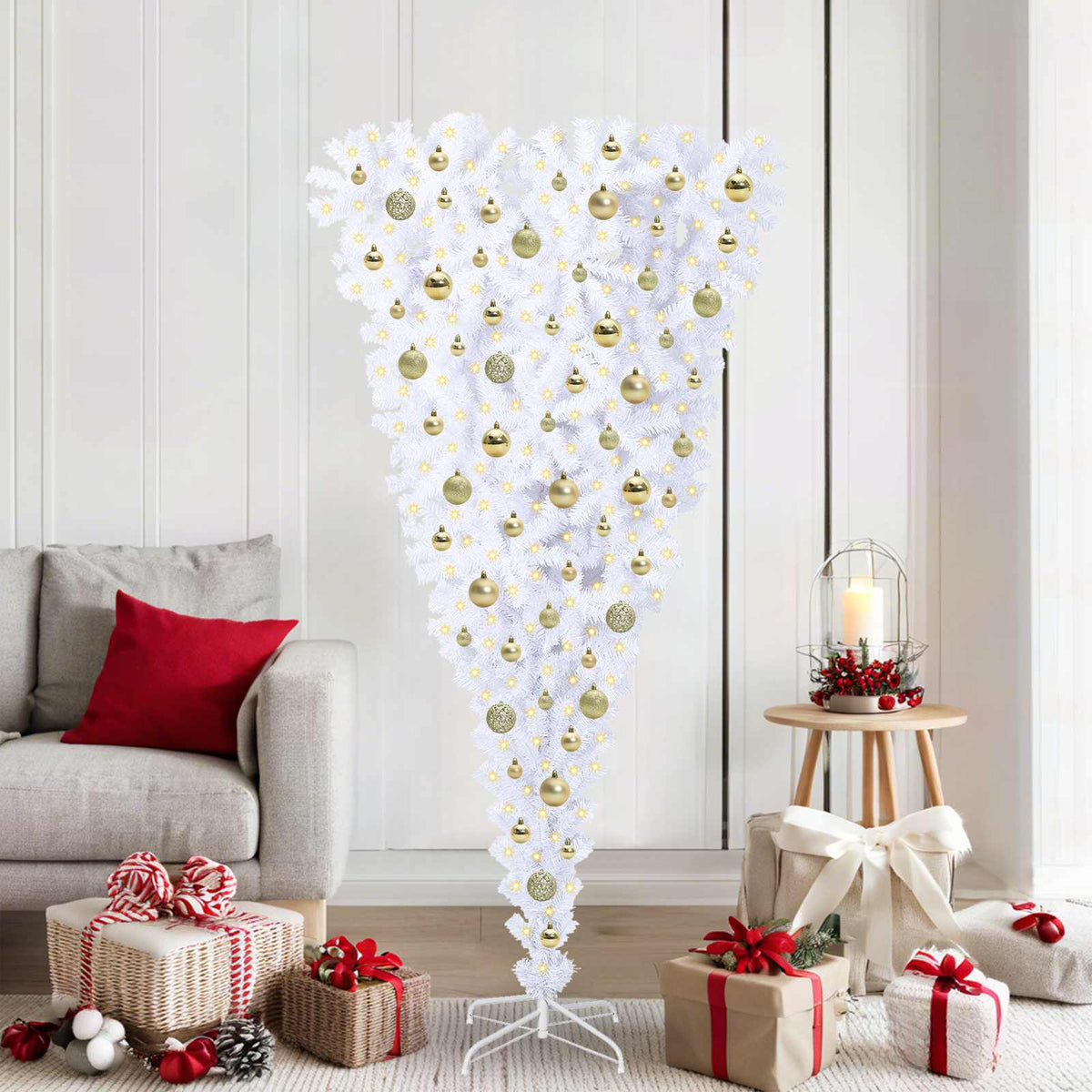 vidaXL Artificial Christmas Tree with Stand White 180 cm PVC and Steel