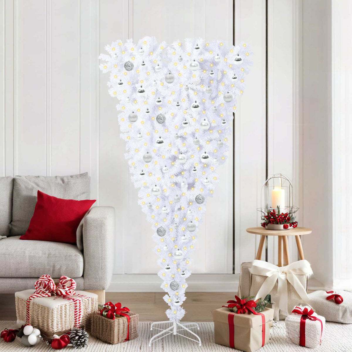 vidaXL Artificial Christmas Tree with Stand White 180 cm PVC and Steel