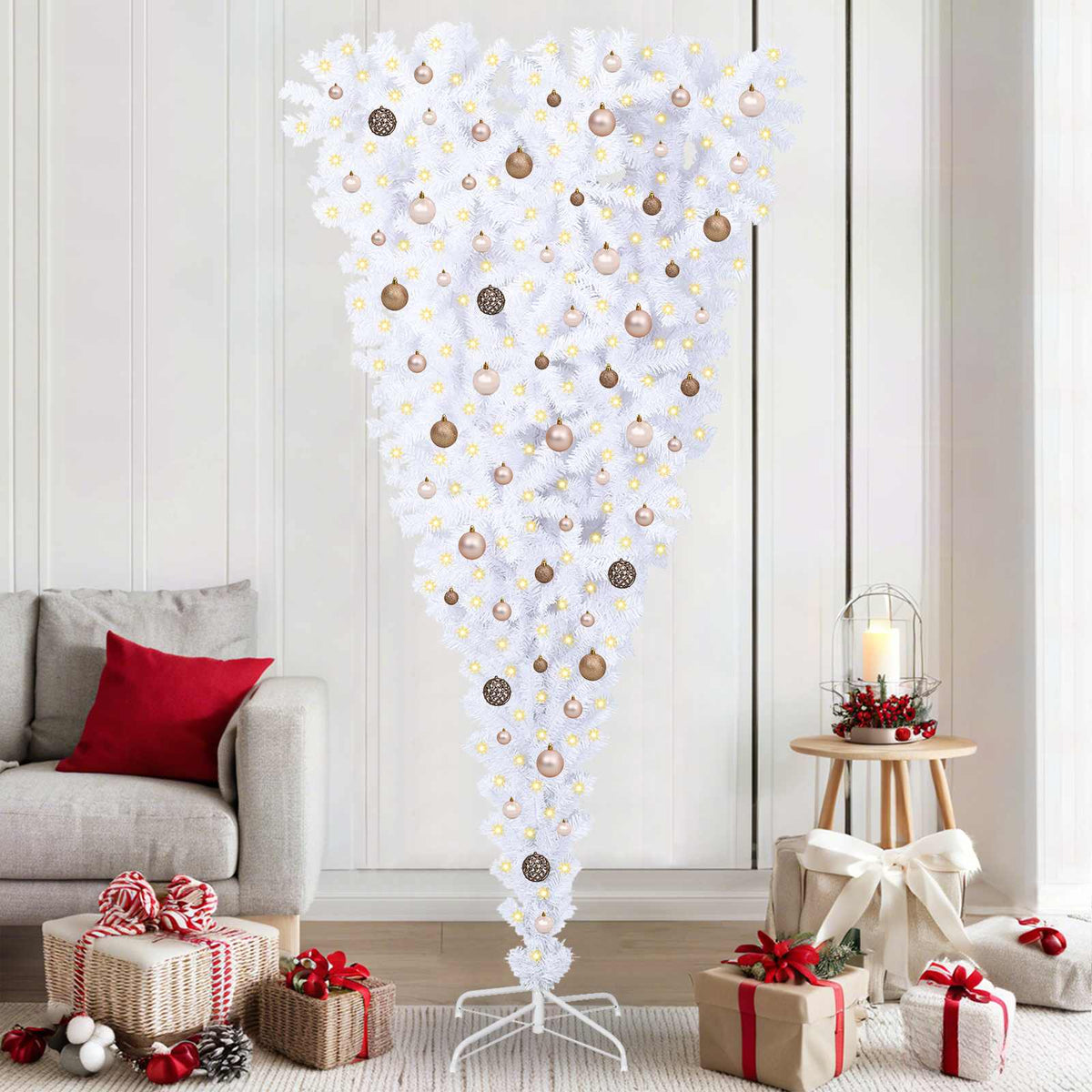 vidaXL Artificial Christmas Tree with Stand White 210 cm PVC and Steel