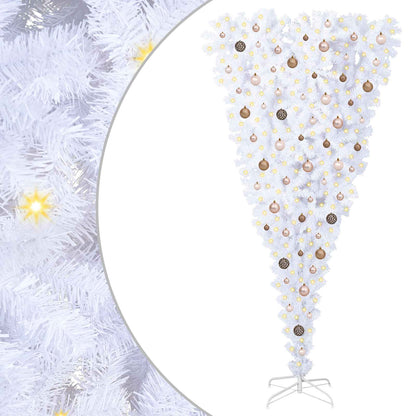 vidaXL Artificial Christmas Tree with Stand White 210 cm PVC and Steel