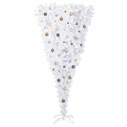 vidaXL Artificial Christmas Tree with Stand White 210 cm PVC and Steel
