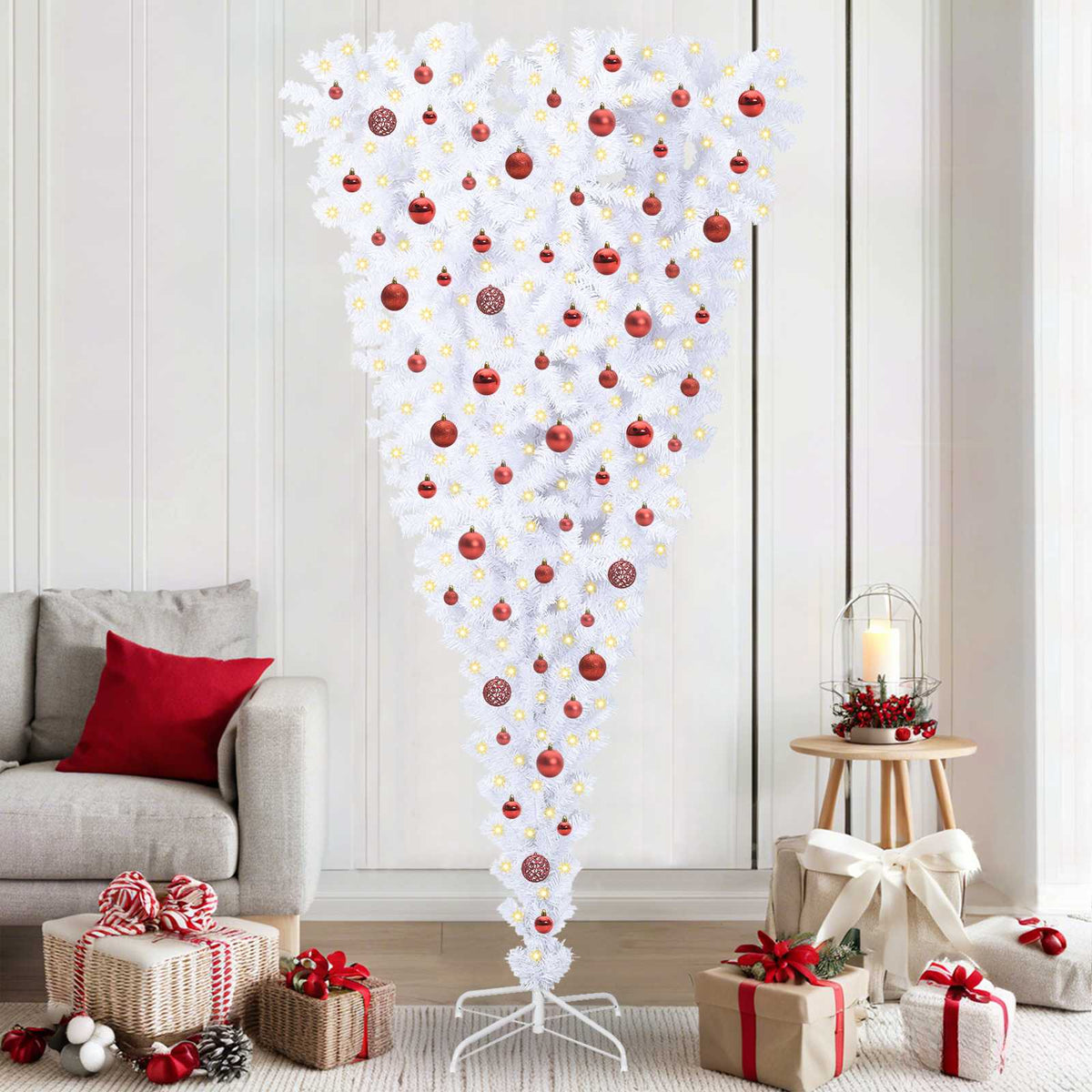 vidaXL Artificial Christmas Tree with Stand White 210 cm PVC and Steel