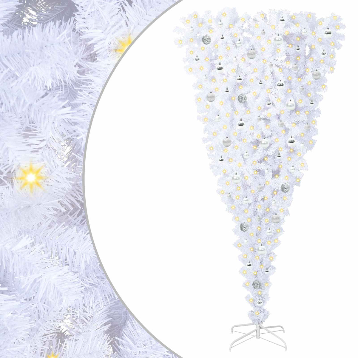 vidaXL Artificial Christmas Tree with Stand White 210 cm PVC and Steel