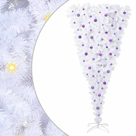 vidaXL Artificial Christmas Tree with Stand White 240 cm PVC and Steel