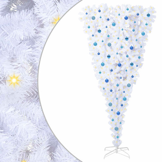vidaXL Artificial Christmas Tree with Stand White 240 cm PVC and Steel