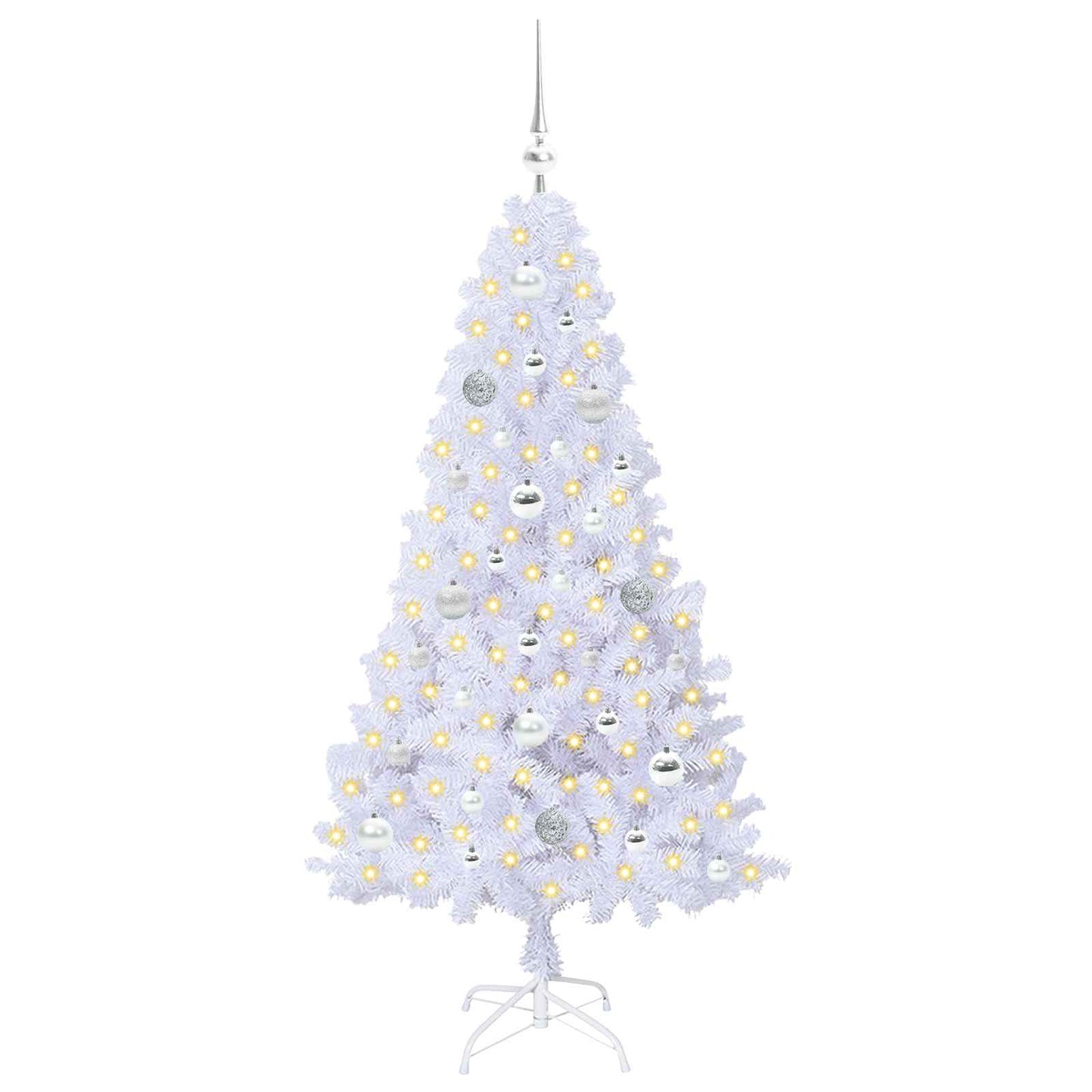 vidaXL Artificial Christmas Tree with Stand White 150 cm PVC and Steel