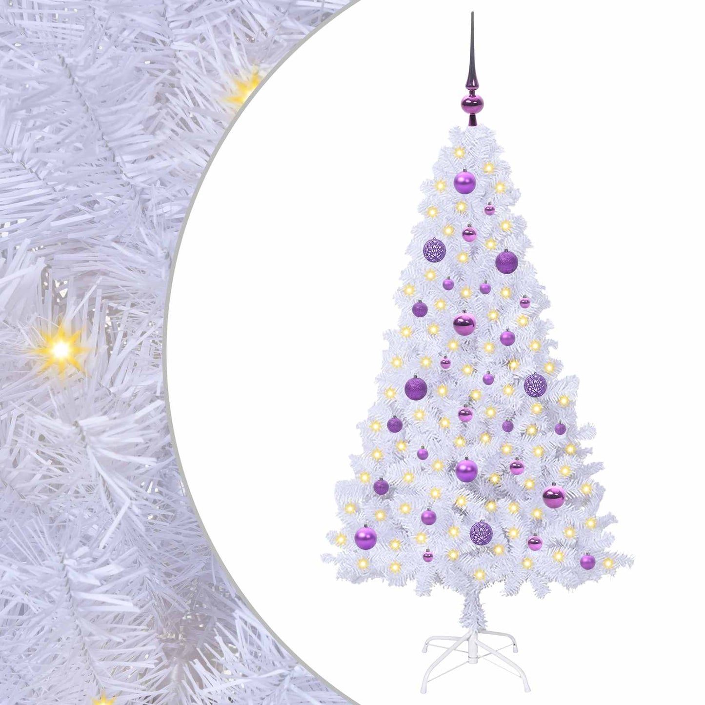 vidaXL Artificial Christmas Tree with Stand White 150 cm PVC and Steel