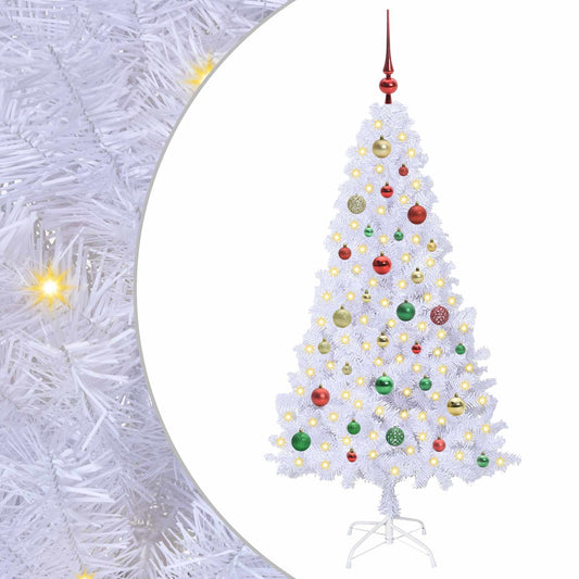 vidaXL Artificial Christmas Tree with Stand White 150 cm PVC and Steel