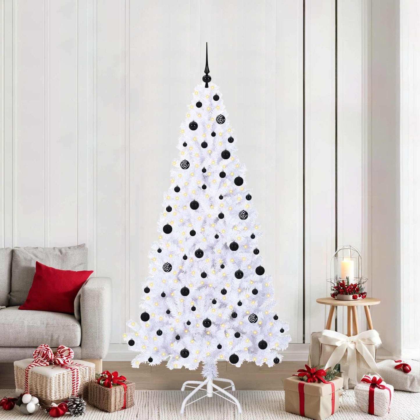 vidaXL Artificial Christmas Tree with Stand White 210 cm PVC and Steel
