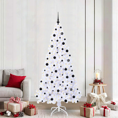 vidaXL Artificial Christmas Tree with Stand White 210 cm PVC and Steel