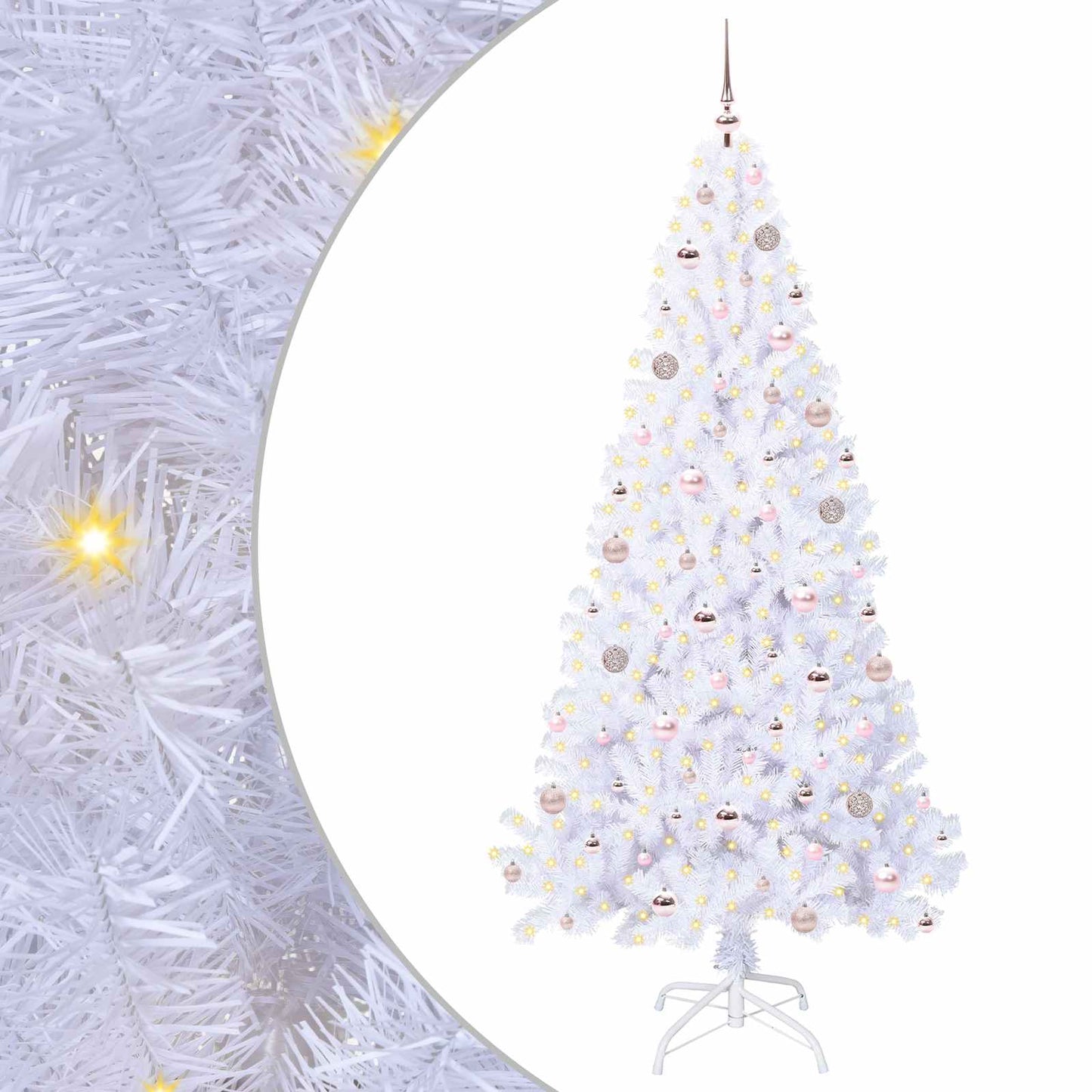 vidaXL Artificial Christmas Tree with Stand White 210 cm PVC and Steel