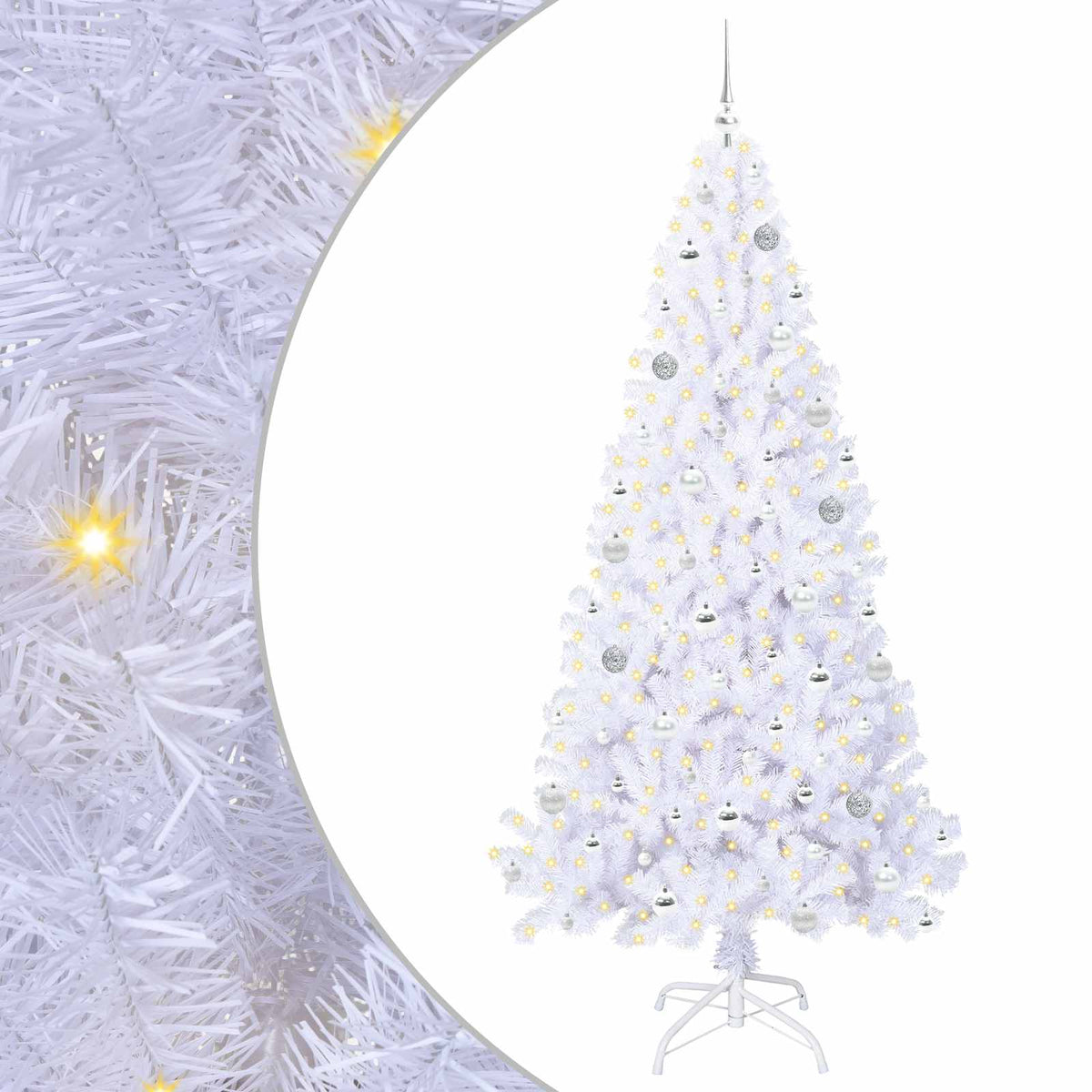 vidaXL Artificial Christmas Tree with Stand White 210 cm PVC and Steel