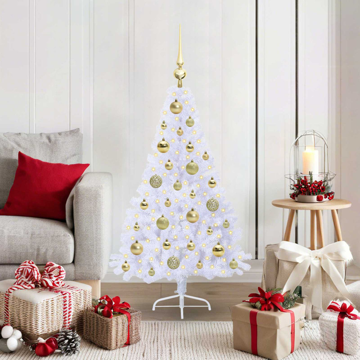 vidaXL Artificial Christmas Tree with Stand White 120 cm PVC and Steel