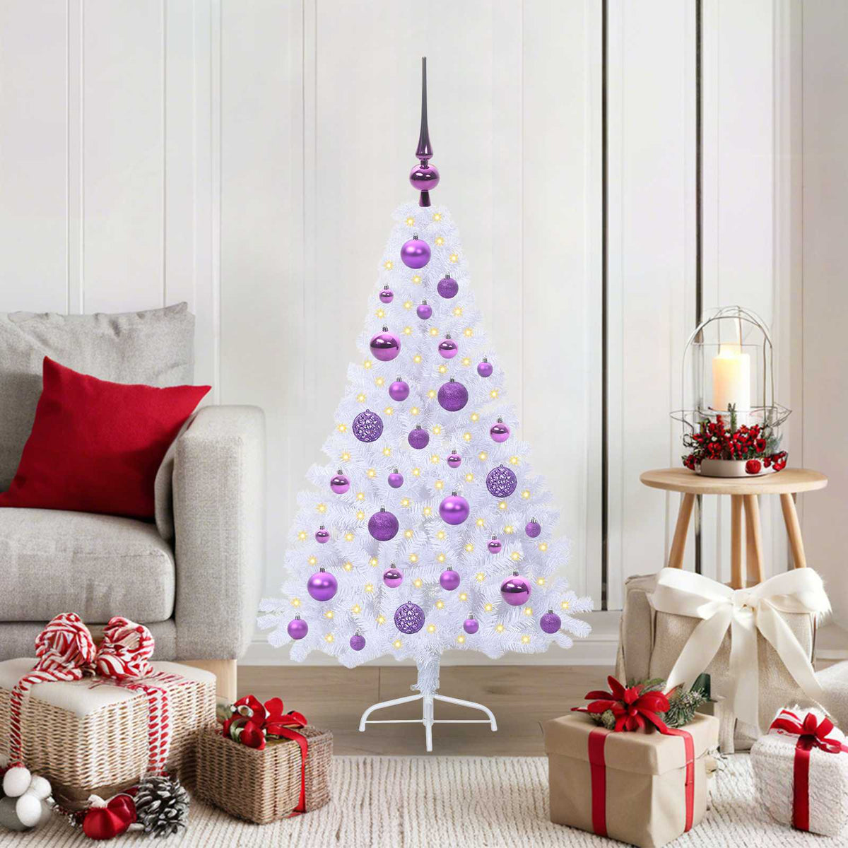 vidaXL Artificial Christmas Tree with Stand White 120 cm PVC and Steel