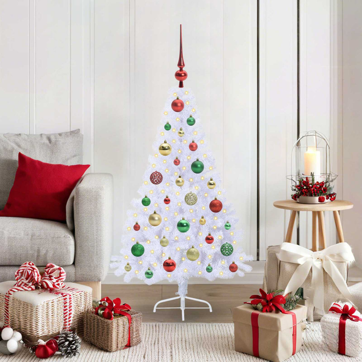 vidaXL Artificial Christmas Tree with Stand White 120 cm PVC and Steel
