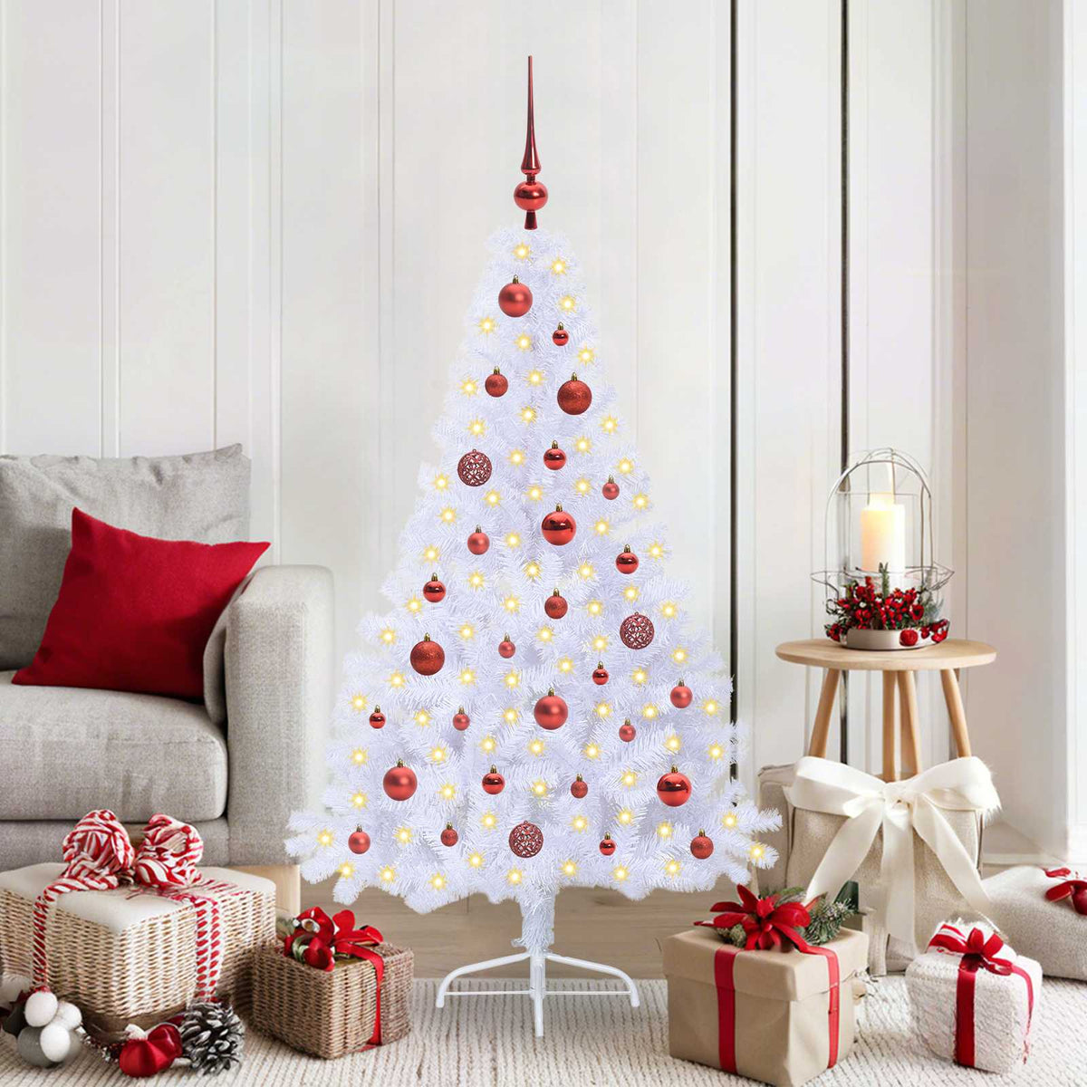 vidaXL Artificial Christmas Tree with Stand White 150 cm PVC and Steel