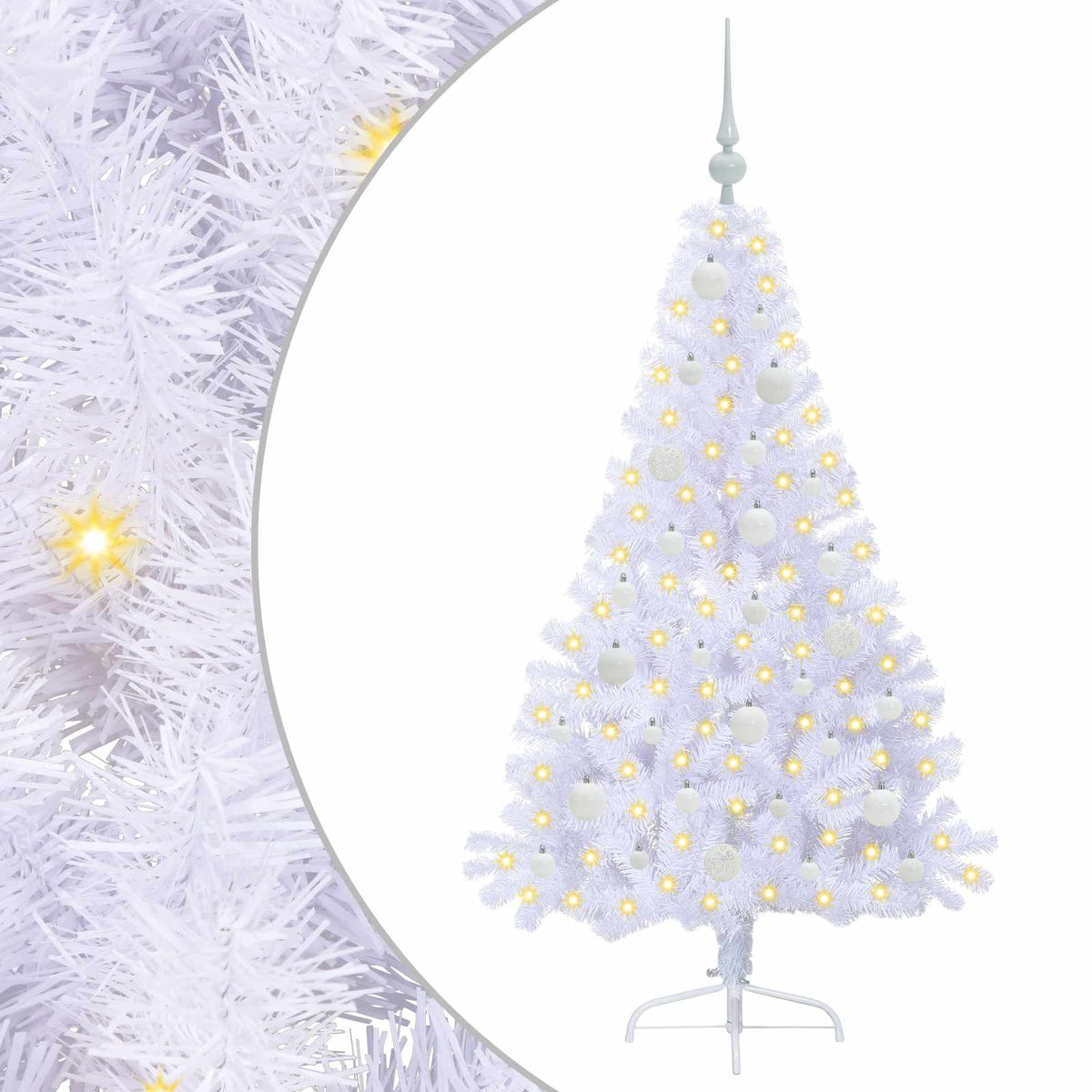 vidaXL Artificial Christmas Tree with Stand White 150 cm PVC and Steel