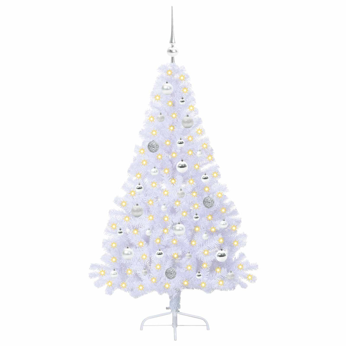 vidaXL Artificial Christmas Tree with Stand White 150 cm PVC and Steel