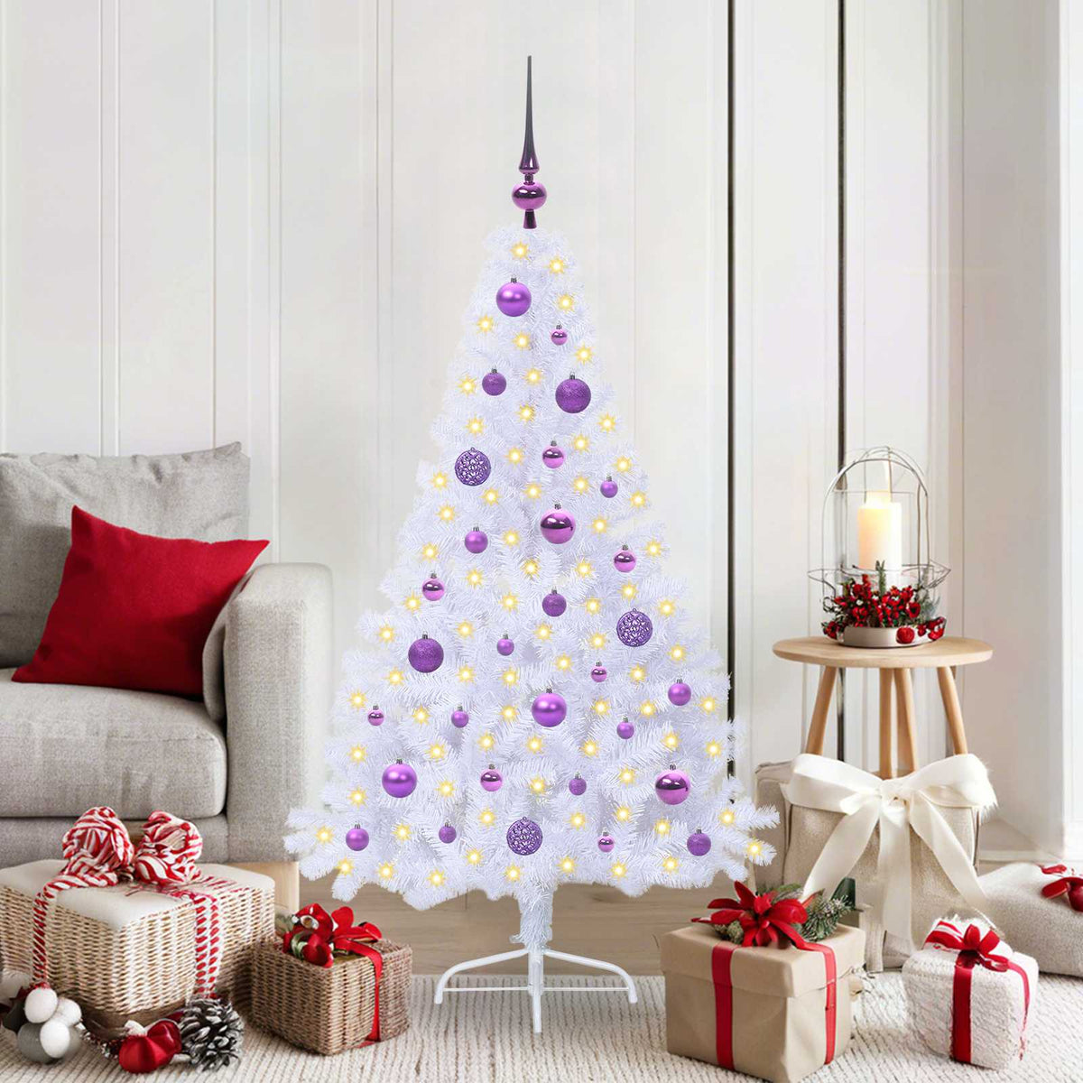 vidaXL Artificial Christmas Tree with Stand White 150 cm PVC and Steel