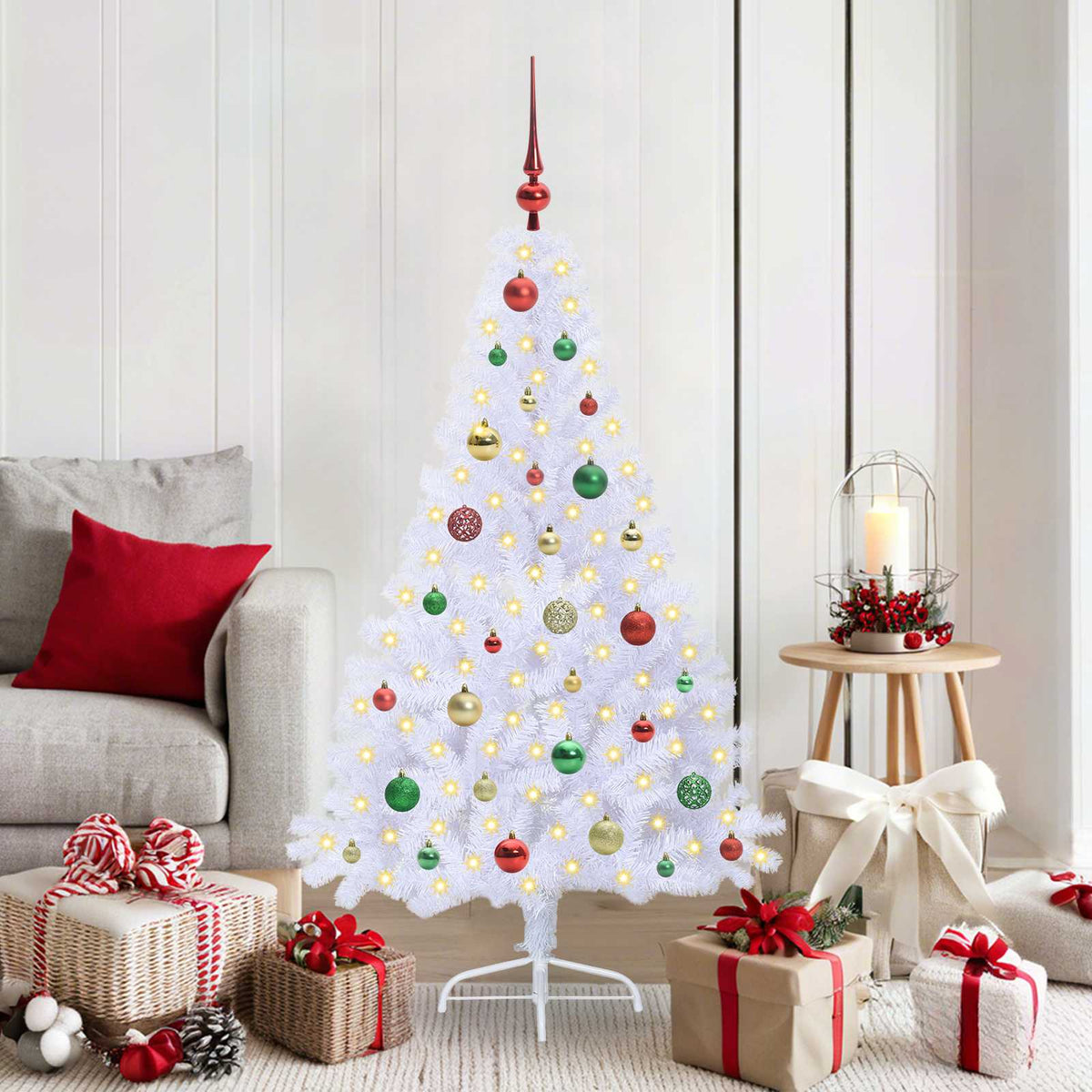 vidaXL Artificial Christmas Tree with Stand White 150 cm PVC and Steel