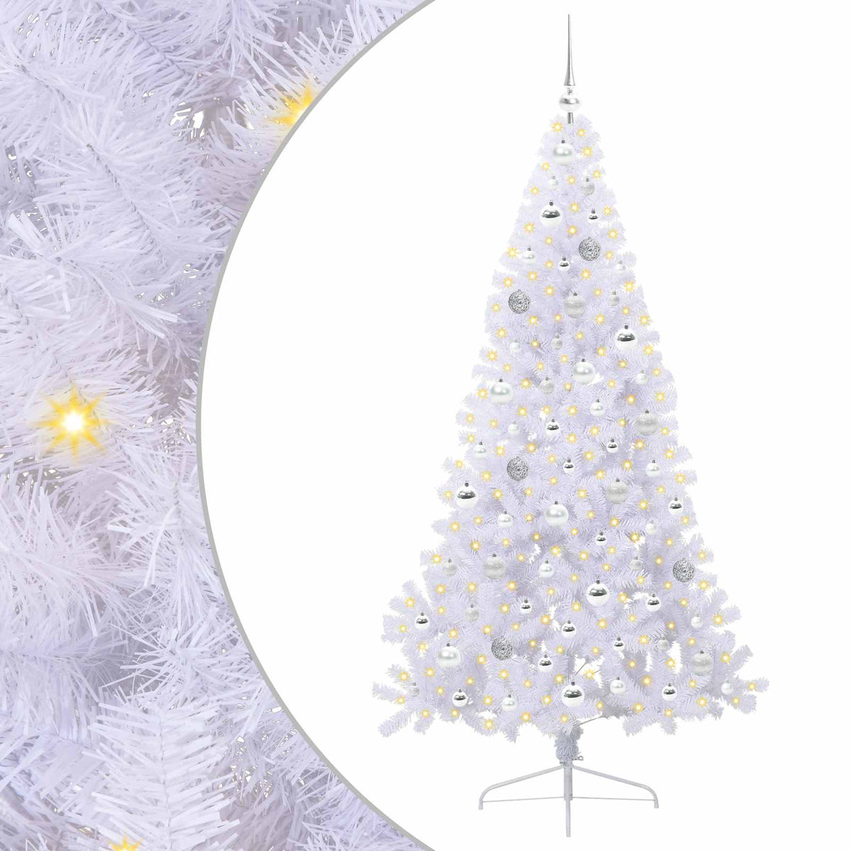 vidaXL Artificial Christmas Tree with Stand White 180 cm PVC and Steel