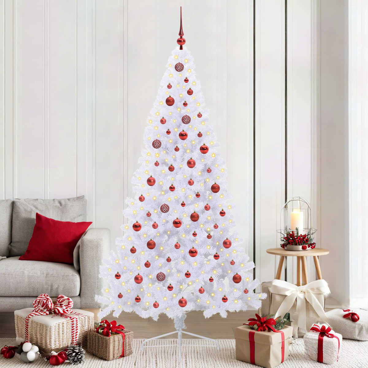 vidaXL Artificial Christmas Tree with Stand White 210 cm PVC and Steel