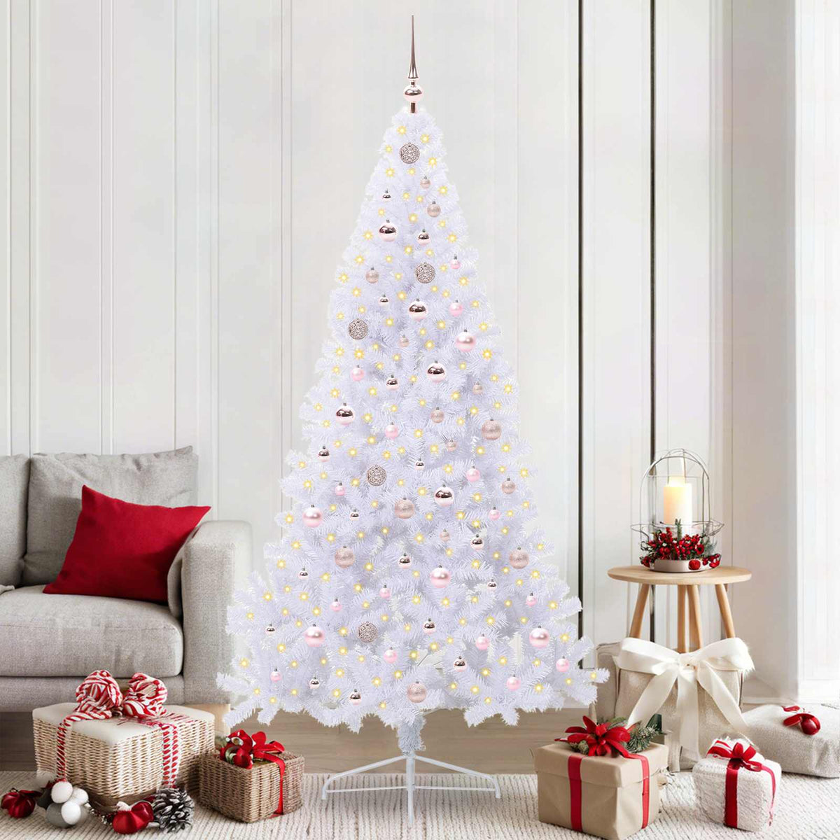 vidaXL Artificial Christmas Tree with Stand White 210 cm PVC and Steel